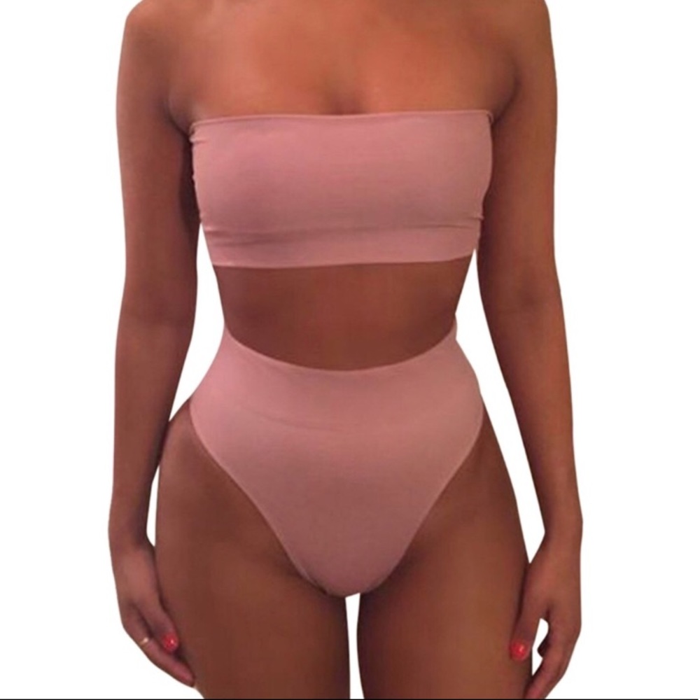 Blush High Waisted Bandeau Bikini